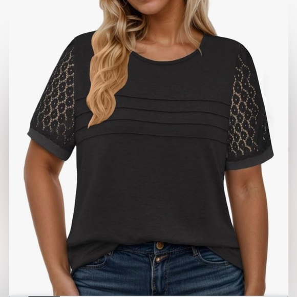 Automet Tops - Automet Women's Casual Chic Black Pullover Top Lace Sleeves Size 2XL NWT Boho